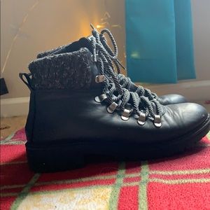 Black Lace-up ankle boots